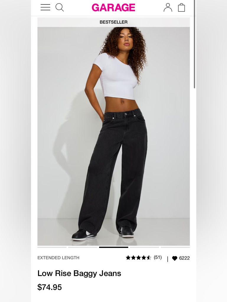 Garage - Low Rise Baggy Black Jeans